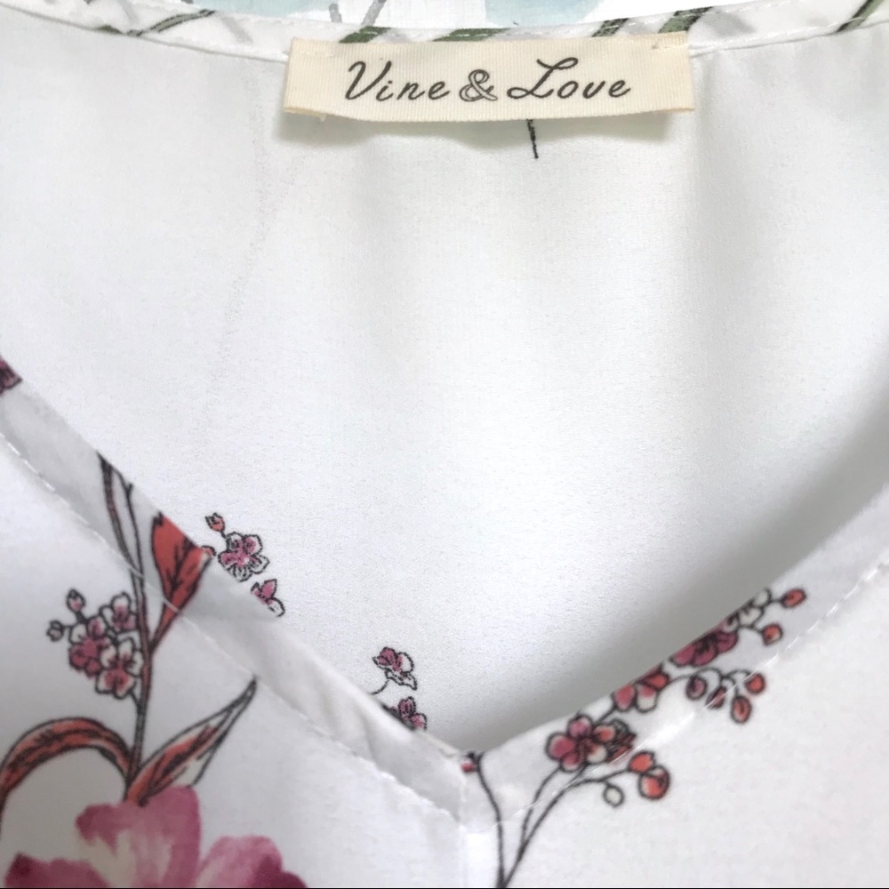 Vine & Love Garden Floral Boho Knotted Tie Blouse - Picture 3 of 12